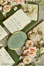 WEDDING INVITATIONS embossed invites  Wedding Invitation, Golden deboss Roses Floral Wedding Invitation, 46
