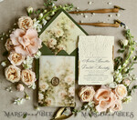 WEDDING INVITATIONS embossed invites  Wedding Invitation, Golden deboss Roses Floral Wedding Invitation, 46