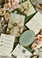 WEDDING INVITATIONS embossed invites  Wedding Invitation, Golden deboss Roses Floral Wedding Invitation, 46