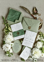 WEDDING INVITATIONS embossed invites  Bespoke Embossed Blind Sage green Gold Wedding Invitation, Golden greenery deboss Roses Floral Wedding Invitation, Boho Ecru Garden Debossed Invitation suite,  Cotton paper wedding invitation suite, Deckled Edge Invites, Torn Edge Wedding Invitations golden38