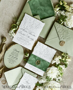 WEDDING INVITATIONS embossed invites  Bespoke Embossed Blind Sage green Gold Wedding Invitation, Golden greenery deboss Roses Floral Wedding Invitation, Boho Ecru Garden Debossed Invitation suite,  Cotton paper wedding invitation suite, Deckled Edge Invites, Torn Edge Wedding Invitations golden38