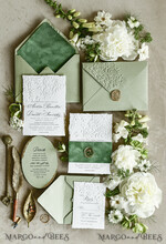 WEDDING INVITATIONS embossed invites  Bespoke Embossed Blind Sage green Gold Wedding Invitation, Golden greenery deboss Roses Floral Wedding Invitation, Boho Ecru Garden Debossed Invitation suite,  Cotton paper wedding invitation suite, Deckled Edge Invites, Torn Edge Wedding Invitations golden38