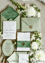 WEDDING INVITATIONS embossed invites  Bespoke Embossed Blind Sage green Gold Wedding Invitation, Golden greenery deboss Roses Floral Wedding Invitation, Boho Ecru Garden Debossed Invitation suite,  Cotton paper wedding invitation suite, Deckled Edge Invites, Torn Edge Wedding Invitations golden38