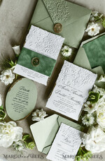 WEDDING INVITATIONS embossed invites  Bespoke Embossed Blind Sage green Gold Wedding Invitation, Golden greenery deboss Roses Floral Wedding Invitation, Boho Ecru Garden Debossed Invitation suite,  Cotton paper wedding invitation suite, Deckled Edge Invites, Torn Edge Wedding Invitations golden38