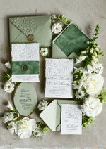WEDDING INVITATIONS embossed invites  Bespoke Embossed Blind Sage green Gold Wedding Invitation, Golden greenery deboss Roses Floral Wedding Invitation, Boho Ecru Garden Debossed Invitation suite,  Cotton paper wedding invitation suite, Deckled Edge Invites, Torn Edge Wedding Invitations golden38