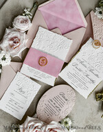 WEDDING INVITATIONS embossed invites Blush Pink Velvet Wedding Invitations – Embossed Floral Invitations with Deckled Edges, Wax Seal & Fine Art Paper29