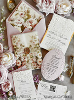 WEDDING INVITATIONS embossed invites Blush Pink Floral Wedding Invitations – Fine Art Invitations with Embossed Details, Floral Envelope Liners48