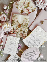 WEDDING INVITATIONS embossed invites Blush Pink Floral Wedding Invitations – Fine Art Invitations with Embossed Details, Floral Envelope Liners48