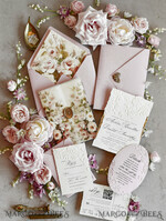 WEDDING INVITATIONS embossed invites Blush Pink Floral Wedding Invitations – Fine Art Invitations with Embossed Details, Floral Envelope Liners48