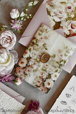 WEDDING INVITATIONS embossed invites Blush Pink Floral Wedding Invitations – Fine Art Invitations with Embossed Details, Floral Envelope Liners48