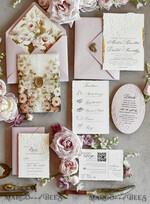WEDDING INVITATIONS embossed invites Blush Pink Floral Wedding Invitations – Fine Art Invitations with Embossed Details, Floral Envelope Liners48