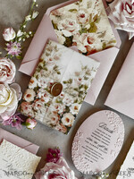 WEDDING INVITATIONS embossed invites Blush Pink Floral Wedding Invitations – Fine Art Invitations with Embossed Details, Floral Envelope Liners48
