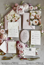 WEDDING INVITATIONS embossed invites Blush Pink Floral Wedding Invitations – Fine Art Invitations with Embossed Details, Floral Envelope Liners48