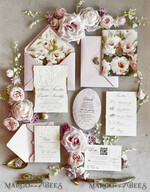WEDDING INVITATIONS embossed invites Blush Pink Floral Wedding Invitations – Fine Art Invitations with Embossed Details, Floral Envelope Liners48