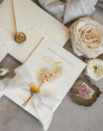 HOCHZEITS EINLADUNGEN geprägte Einladungen Feine Kunst geprägte blinde Elfenbein-Gold-Hochzeitskarte, goldene prägte florale Hochzeitskarte, Boho Ecru geprägte Einladungskollektion, Hochzeitseinladungskollektion aus Baumwollpapier mit Spiegelherz17