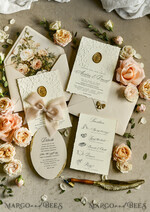 WEDDING INVITATIONS embossed invites  Wedding Invitation, Golden deboss Roses Floral Wedding Invitation, 37