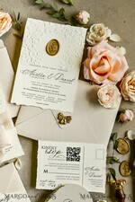 WEDDING INVITATIONS embossed invites  Wedding Invitation, Golden deboss Roses Floral Wedding Invitation, 37