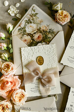WEDDING INVITATIONS embossed invites  Wedding Invitation, Golden deboss Roses Floral Wedding Invitation, 37