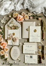 WEDDING INVITATIONS embossed invites  Wedding Invitation, Golden deboss Roses Floral Wedding Invitation, 37