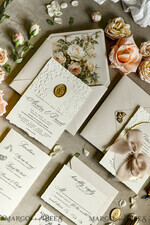 WEDDING INVITATIONS embossed invites  Wedding Invitation, Golden deboss Roses Floral Wedding Invitation, 37