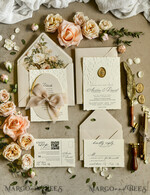 WEDDING INVITATIONS embossed invites  Wedding Invitation, Golden deboss Roses Floral Wedding Invitation, 37