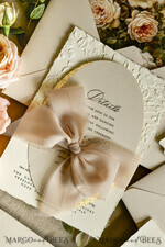 WEDDING INVITATIONS embossed invites  Wedding Invitation, Golden deboss Roses Floral Wedding Invitation, 37