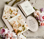 WEDDING INVITATIONS embossed invites Blush Pink Velvet Wedding Invitations – Embossed Floral Invitations with Deckled Edges, Wax Seal & Fine Art Paper33