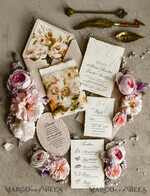 WEDDING INVITATIONS embossed invites Blush Pink Velvet Wedding Invitations – Embossed Floral Invitations with Deckled Edges, Wax Seal & Fine Art Paper33