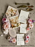 WEDDING INVITATIONS embossed invites Blush Pink Velvet Wedding Invitations – Embossed Floral Invitations with Deckled Edges, Wax Seal & Fine Art Paper33
