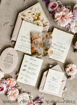 WEDDING INVITATIONS embossed invites Blush Pink Velvet Wedding Invitations – Embossed Floral Invitations with Deckled Edges, Wax Seal & Fine Art Paper33
