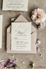 WEDDING INVITATIONS embossed invites Blush Pink Velvet Wedding Invitations – Embossed Floral Invitations with Deckled Edges, Wax Seal & Fine Art Paper33