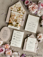WEDDING INVITATIONS embossed invites Blush Pink Velvet Wedding Invitations – Embossed Floral Invitations with Deckled Edges, Wax Seal & Fine Art Paper33