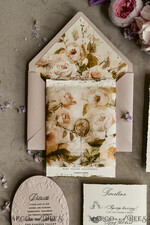 WEDDING INVITATIONS embossed invites Blush Pink Velvet Wedding Invitations – Embossed Floral Invitations with Deckled Edges, Wax Seal & Fine Art Paper33