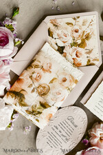 WEDDING INVITATIONS embossed invites Blush Pink Velvet Wedding Invitations – Embossed Floral Invitations with Deckled Edges, Wax Seal & Fine Art Paper33