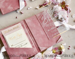 WEDDING INVITATIONS plexi acrylic mirror velvet Cover Clear Wedding Invitations, Elegant blush pink Wedding Cards,  Acrylic Wedding Invites, Mirror Gold Plexi Invitation Suite31