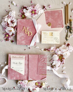 WEDDING INVITATIONS plexi acrylic mirror velvet Cover Clear Wedding Invitations, Elegant blush pink Wedding Cards,  Acrylic Wedding Invites, Mirror Gold Plexi Invitation Suite31