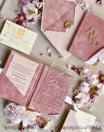 WEDDING INVITATIONS plexi acrylic mirror velvet Cover Clear Wedding Invitations, Elegant blush pink Wedding Cards,  Acrylic Wedding Invites, Mirror Gold Plexi Invitation Suite31