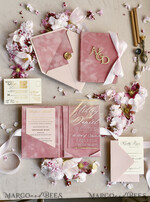 WEDDING INVITATIONS plexi acrylic mirror velvet Cover Clear Wedding Invitations, Elegant blush pink Wedding Cards,  Acrylic Wedding Invites, Mirror Gold Plexi Invitation Suite31