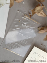 WEDDING INVITATIONS plexi acrylic mirror Ivory Beaded Wrapping Wedding Invitations, Elegant Clear Acrylic Wedding Cards, Plexi Transparent Wedding Invites, Wedding Invitation Suite with Pearls32