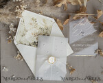 WEDDING INVITATIONS plexi acrylic mirror Ivory Beaded Wrapping Wedding Invitations, Elegant Clear Acrylic Wedding Cards, Plexi Transparent Wedding Invites, Wedding Invitation Suite with Pearls32