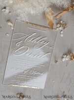 WEDDING INVITATIONS plexi acrylic mirror Ivory Beaded Wrapping Wedding Invitations, Elegant Clear Acrylic Wedding Cards, Plexi Transparent Wedding Invites, Wedding Invitation Suite with Pearls32