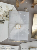 WEDDING INVITATIONS plexi acrylic mirror Ivory Beaded Wrapping Wedding Invitations, Elegant Clear Acrylic Wedding Cards, Plexi Transparent Wedding Invites, Wedding Invitation Suite with Pearls32