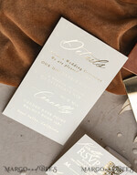 WEDDING INVITATIONS plexi acrylic mirror Fall Mirror gold Wedding Invitations, Elegant Terracotta Wedding Cards, Burnt orange Acrylic  Wedding Invites, Mirror Gold Plexi Wedding Invitation Suite35