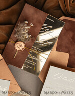 WEDDING INVITATIONS plexi acrylic mirror Fall Mirror gold Wedding Invitations, Elegant Terracotta Wedding Cards, Burnt orange Acrylic  Wedding Invites, Mirror Gold Plexi Wedding Invitation Suite35