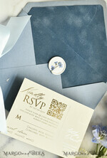 WEDDING INVITATIONS plexi acrylic mirror velvet Cover Clear Wedding Invitations, Elegant dusty blue Wedding Cards,  Acrylic Wedding Invites, Mirror Gold Plexi Invitation Suite25