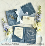 WEDDING INVITATIONS plexi acrylic mirror velvet Cover Clear Wedding Invitations, Elegant dusty blue Wedding Cards,  Acrylic Wedding Invites, Mirror Gold Plexi Invitation Suite25