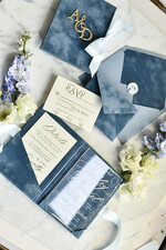 WEDDING INVITATIONS plexi acrylic mirror velvet Cover Clear Wedding Invitations, Elegant dusty blue Wedding Cards,  Acrylic Wedding Invites, Mirror Gold Plexi Invitation Suite25