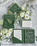 WEDDING INVITATIONS plexi acrylic mirror velvet Cover Clear Wedding Invitations, Elegant sage green Wedding Cards,  Acrylic Wedding Invites, Mirror Gold Plexi Invitation Suite14