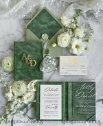 WEDDING INVITATIONS plexi acrylic mirror velvet Cover Clear Wedding Invitations, Elegant sage green Wedding Cards,  Acrylic Wedding Invites, Mirror Gold Plexi Invitation Suite14