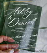 WEDDING INVITATIONS plexi acrylic mirror velvet Cover Clear Wedding Invitations, Elegant sage green Wedding Cards,  Acrylic Wedding Invites, Mirror Gold Plexi Invitation Suite14